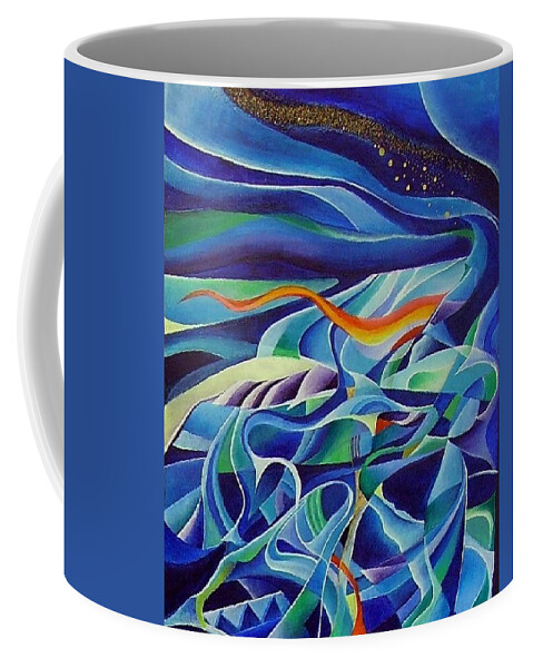 Winter Vivaldi Music Abstract Acrylic Coffee Mug featuring the painting Winter by Wolfgang Schweizer