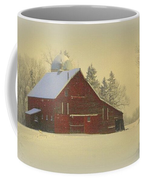 Barn Coffee Mug featuring the photograph Wintery Barn by Julie Lueders 