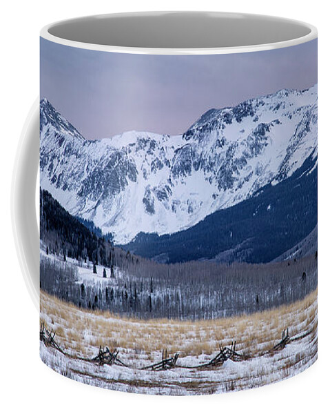 Mountain Coffee Mug featuring the photograph Wintry Mountain After Sunset by Denise Bush