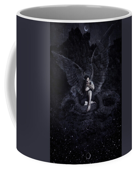 Angel Coffee Mug featuring the digital art Lux Noctis by Cambion Art