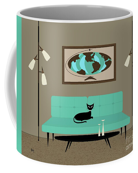 Mid Century Modern Coffee Mug featuring the digital art Witco World by Donna Mibus