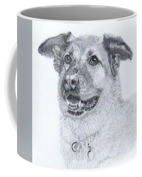 Dog Coffee Mug featuring the drawing With Grace by Susan A Becker