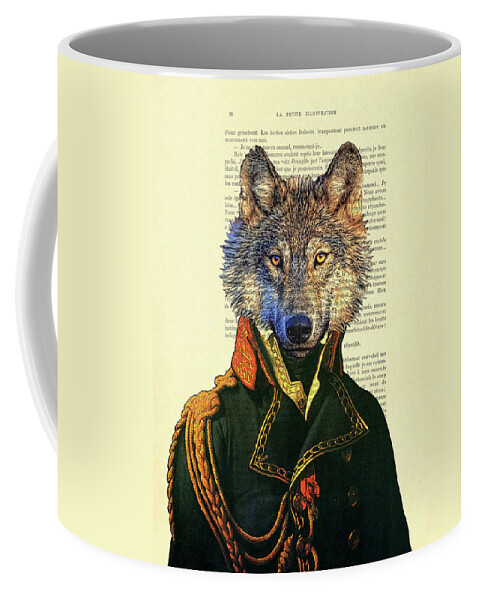 Wolf Coffee Mug featuring the digital art Wolf portrait illustration by Madame Memento