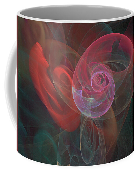 3-d Fractal Coffee Mug featuring the digital art Woman Heart with Moon Shell by Ronda Broatch