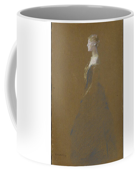 Woman In A Blue Dress Coffee Mug featuring the painting Woman in a Blue Dress by Thomas Wilmer
