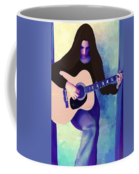 Victor Shelley Coffee Mug featuring the painting Woman Playing Guitar by Victor Shelley