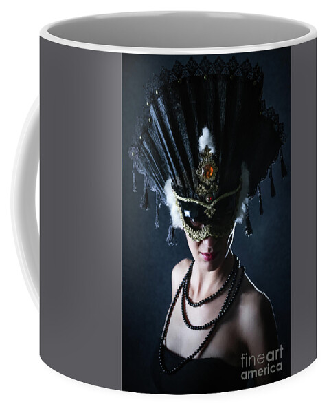 Fashion Coffee Mug featuring the photograph Woman With Beautiful Carnival Mask by Dimitar Hristov