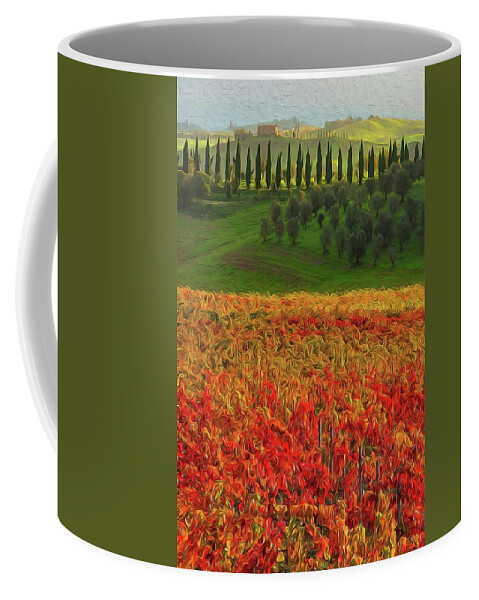 Tuscany Landscape Coffee Mug featuring the painting Wonderful Tuscany, Italy - 07 by AM FineArtPrints