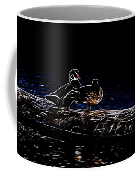 Wood Duck Coffee Mug featuring the photograph Wood Duck Pair - Fractal by Lawrence Christopher