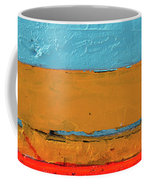 Blue Background Coffee Mug featuring the photograph Blue Yellow and Red art by Michalakis Ppalis