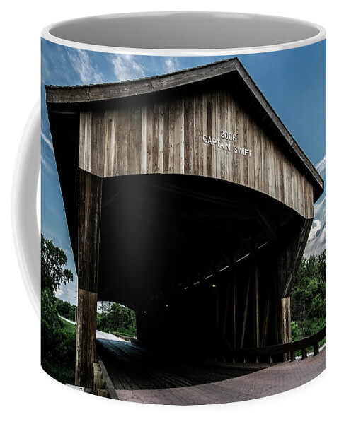 Covered Bridge Coffee Mug featuring the photograph Wooden covered bridge in rural Illinois by Sven Brogren