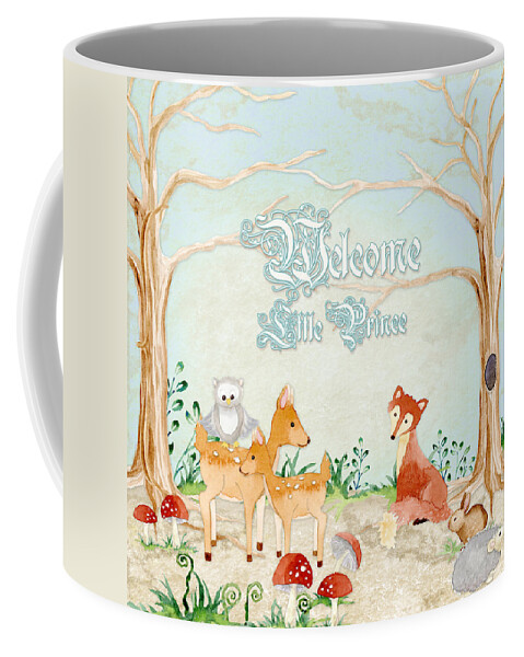 Woodchuck Coffee Mug featuring the painting Woodland Fairy Tale - Welcome Little Prince by Audrey Jeanne Roberts