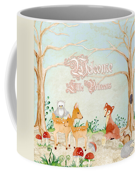 Woodchuck Coffee Mug featuring the painting Woodland Fairy Tale - Welcome Little Princess by Audrey Jeanne Roberts