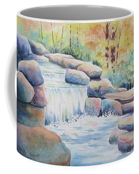 Waterfall Coffee Mug featuring the painting Woodland Falls by Deborah Ronglien