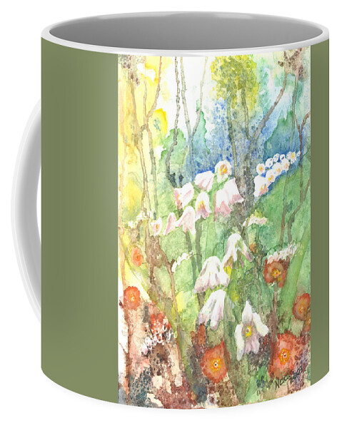 Watercolor Coffee Mug featuring the painting Woodland Garden by Renate Wesley