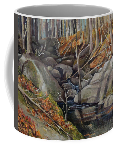 Plein Air Coffee Mug featuring the painting Woodland Stream by Nancy Griswold