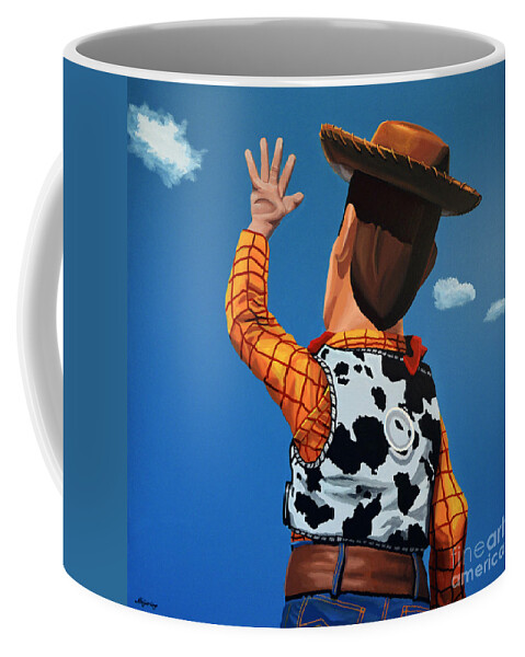 Toy Story Coffee Mug featuring the painting Woody of Toy Story by Paul Meijering