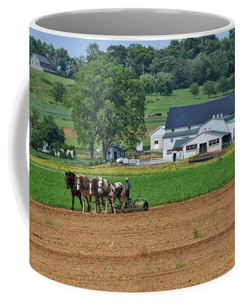Amish Coffee Mug featuring the photograph Working The Fields by Tricia Marchlik