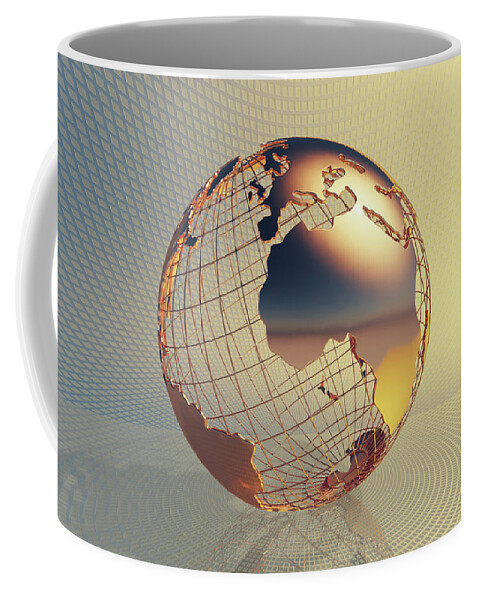 World Coffee Mug featuring the photograph World global business background by Johan Swanepoel