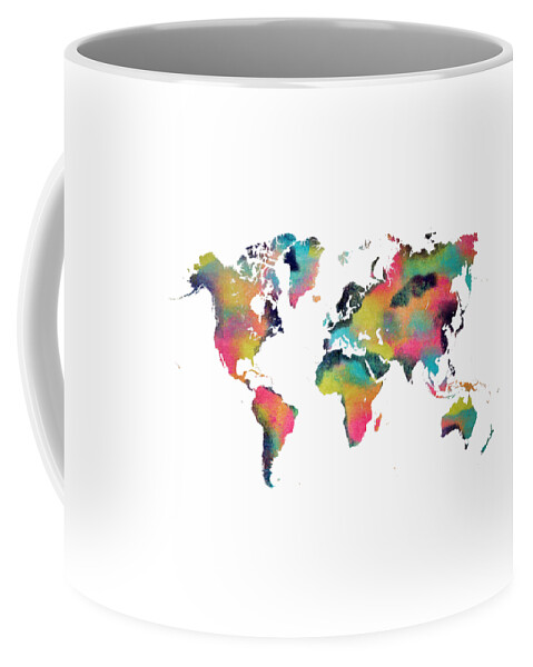 Map Of The World Coffee Mug featuring the digital art World map 3 by Justyna Jaszke JBJart