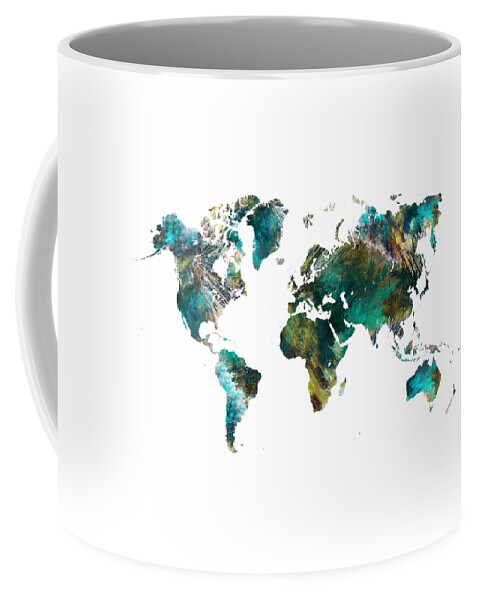 Map Of The World Coffee Mug featuring the digital art World Map tree art by Justyna Jaszke JBJart