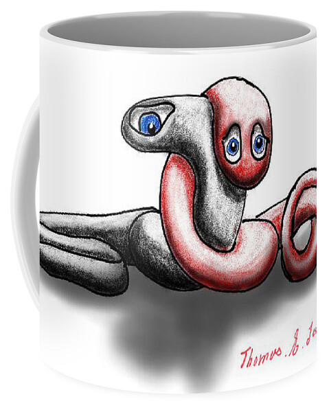 Sketch Coffee Mug featuring the digital art Worm Hug. by ThomasE Jensen