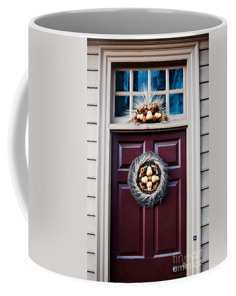 Williamsburg Coffee Mug featuring the photograph Wreath with Pears by Rachel Morrison