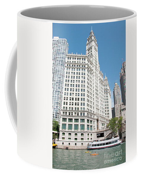 Boats Coffee Mug featuring the photograph Wrigley Building Overlooking the Chicago River by David Levin