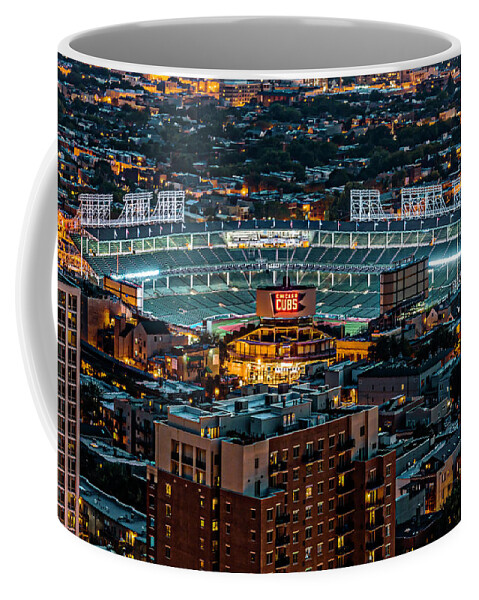 Wrigley Field From Park Place Towers Dsc4678 Coffee Mug featuring the photograph Wrigley Field from Park Place Towers DSC4678 by Raymond Kunst