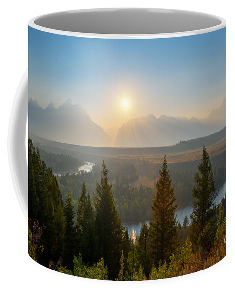 Wyoming Sunset Coffee Mug featuring the photograph Wyoming Sunset at Snake River by Michael Ver Sprill