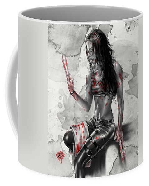 Marvel Coffee Mug featuring the painting X23 by Pete Tapang