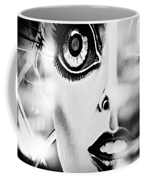 Face Coffee Mug featuring the photograph Xenon - Black and White by Colleen Kammerer