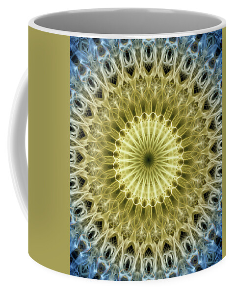 Mandala Coffee Mug featuring the photograph Yellow and blue mandala by Jaroslaw Blaminsky