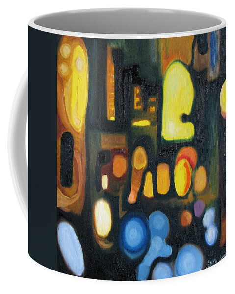 Abstract Coffee Mug featuring the painting Yellow and Blue by Patricia Arroyo