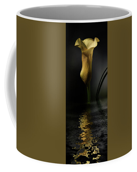 Calla Lily Coffee Mug featuring the digital art Yellow and Gray by JGracey Stinson