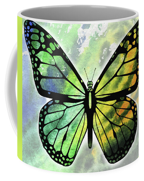 Watercolor Butterfly Coffee Mug featuring the painting Yellow And Green Watercolor Butterfly by Irina Sztukowski