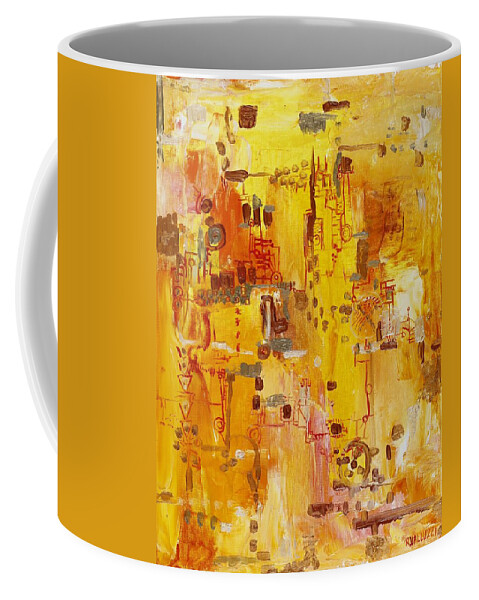 Landscape Coffee Mug featuring the painting Yellow Conundrum by Regina Valluzzi