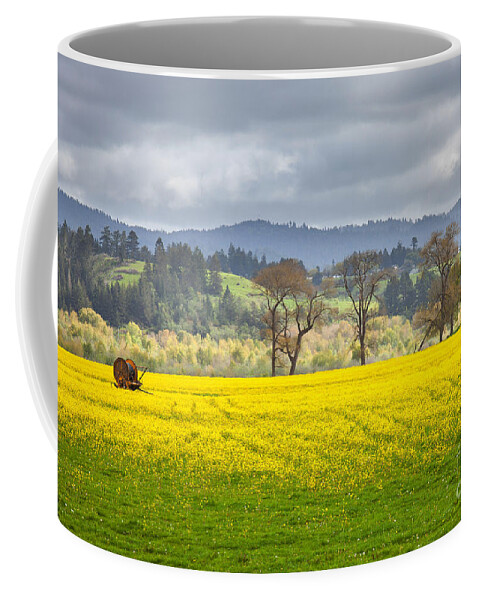 Eel River Coffee Mug featuring the photograph Yellow Fields Along The Eel River by Mark Alder