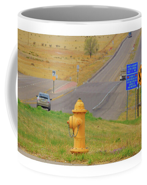 Yellow Fire Plug Coffee Mug featuring the photograph Yellow Fire Plug ver 3 by Larry Mulvehill
