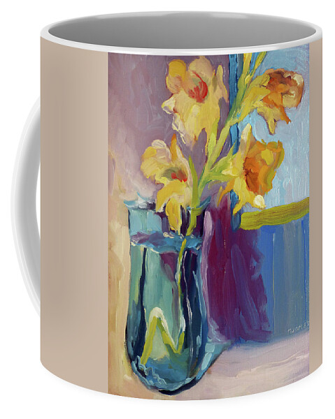 Flower Coffee Mug featuring the painting Yellow Glads 4.0 by Catherine Twomey