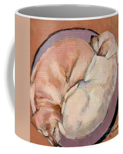 Yellow Labrador Retreivers Coffee Mug featuring the painting Yellow Go Round by Molly Poole