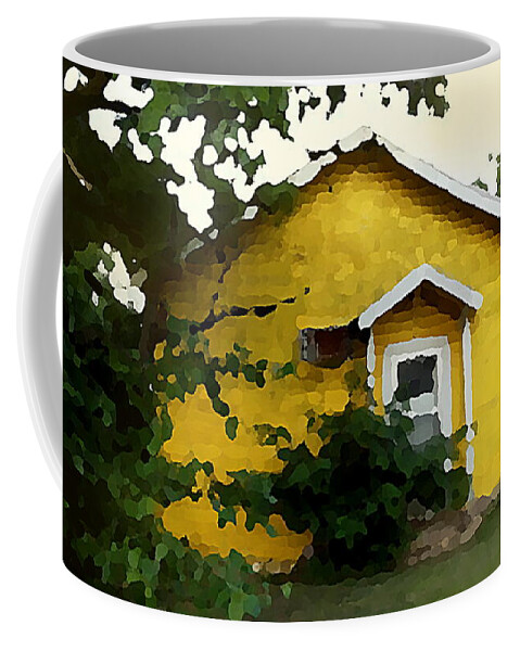 Yellow Coffee Mug featuring the mixed media Yellow House in Shantytown by Shelli Fitzpatrick