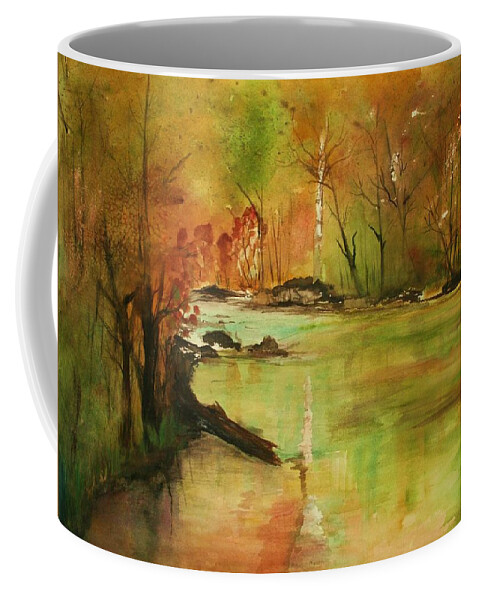 Landscape Paintings. Nature Coffee Mug featuring the painting Yellow Medicine river by Julie Lueders 