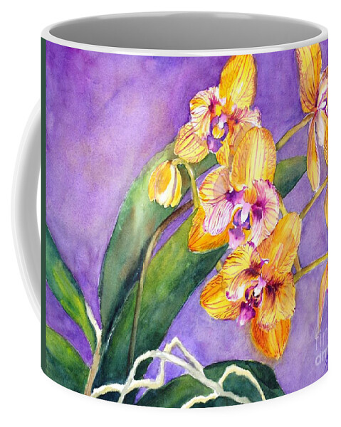 Orchids Coffee Mug featuring the painting Yellow orchids by Betty M M Wong