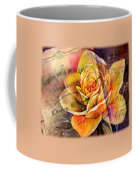 Rose Coffee Mug featuring the painting Yellow Rose of Texas by Hailey E Herrera