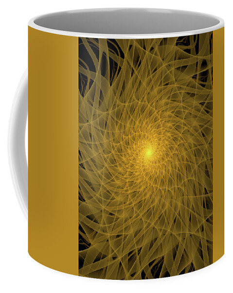 Black Coffee Mug featuring the digital art Yellow Spiral by Tim Abeln