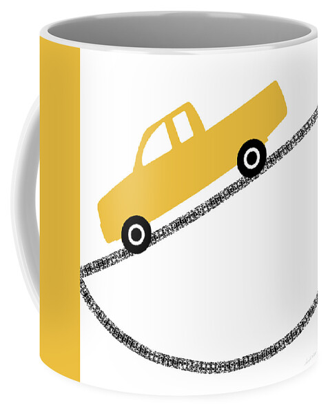 Car Coffee Mug featuring the digital art Yellow Truck On Road- Art by Linda Woods by Linda Woods