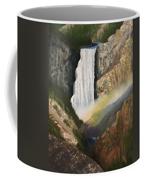 Waterfall Coffee Mug featuring the painting Yellowstone Falls by Marlene Little