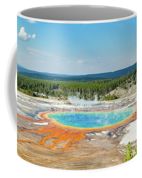 Grand Prismatic Spring Coffee Mug featuring the photograph Yellowstone Grand Prismatic Spring by Andy Myatt