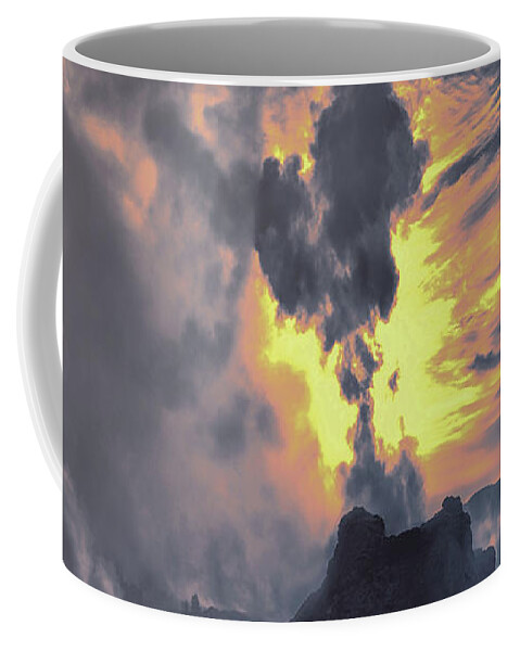 Yellowstone Coffee Mug featuring the digital art Yellowstone National Park by Lena Owens - OLena Art Vibrant Palette Knife and Graphic Design